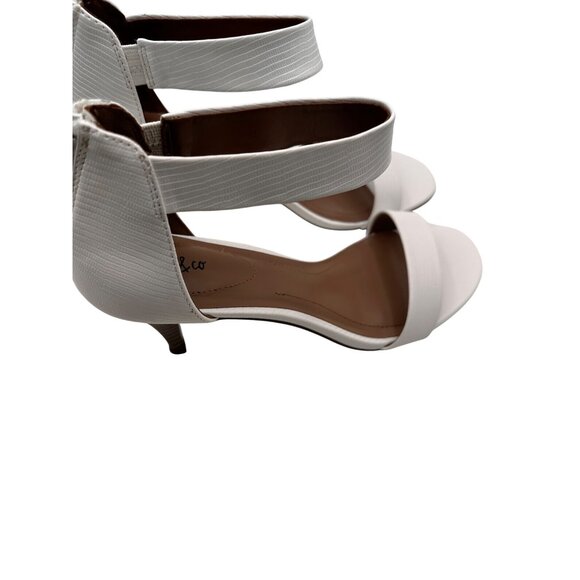 Style & Co Size 10 Ankle Strap Heels Faux Leather Open Toe Sandals Back Zipper - Picture 9 of 11